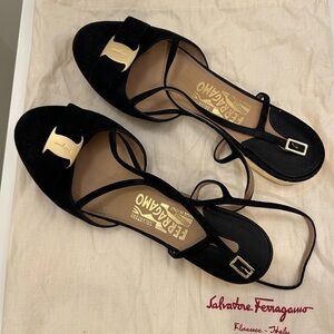 Salvatore Ferragamo Suede Mules with Ankle Straps - 38